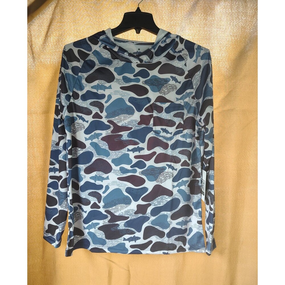 Southern Fin Apparel Men's UPF 50 Fishing Camo Long Sleeve Cowl Neck M